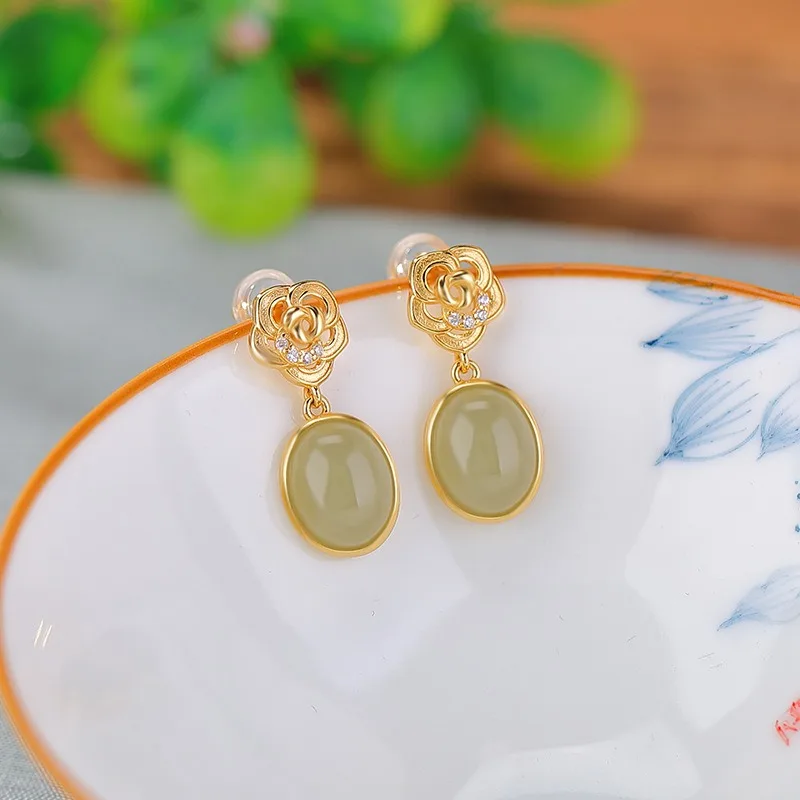 TIMESWIND Natural Hetian Jade Light Green Drip S925 Silver Rose Women Earrings with Certificate
TIMESWIND Natural Hetian Jade Light Green Drip S925 Silver Rose Women Earrings with Certificate