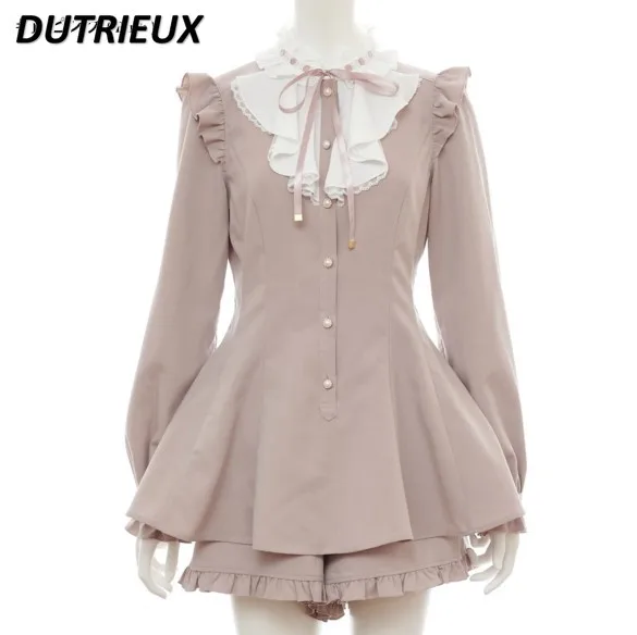 Sc Lolita Japanese Style Shorts Set Lace-up Slimming Slim Waist Women's Dress Two Piece Set Spring Summer Casual Suit for Ladies
Sc Lolita Japanese Style Shorts Set Lace-up Slimming Slim Waist Women's Dress Two Piece Set Spring Summer Casual Suit for Ladies