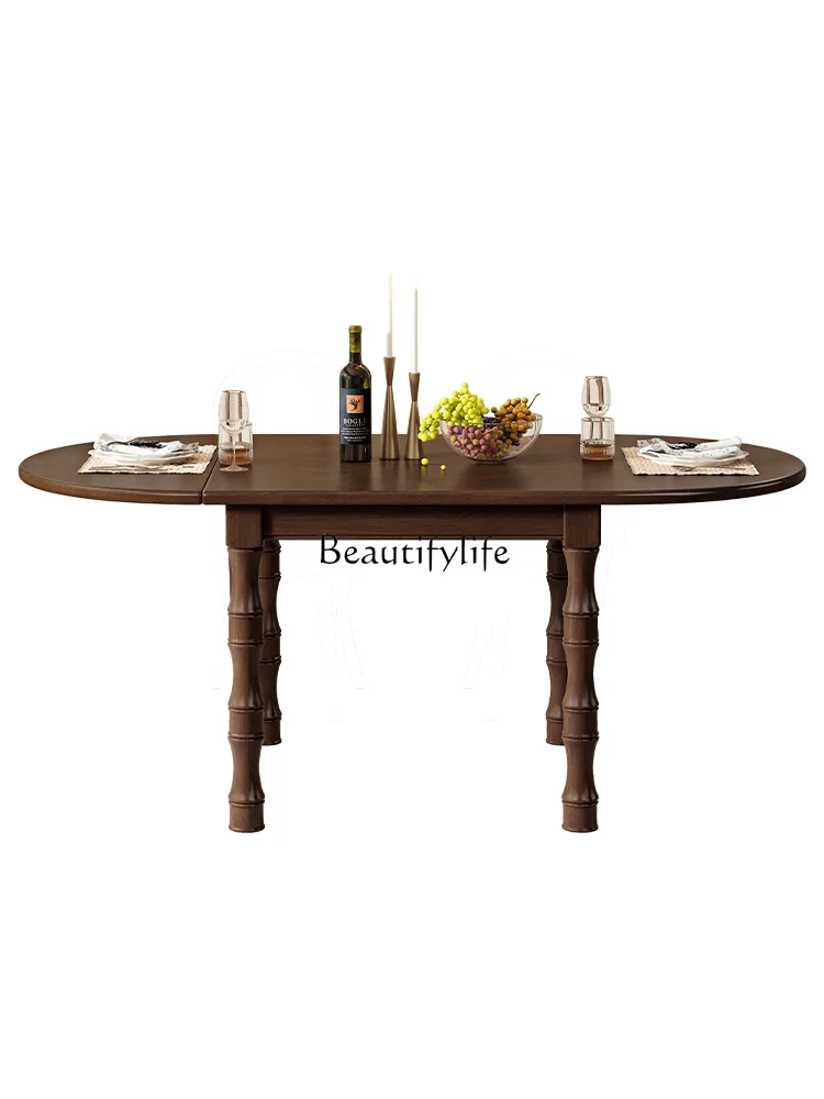 American-Style Solid Wood Dining Table and Chair Retractable Folding Oval Dining Table Retro
American-Style Solid Wood Dining Table and Chair Retractable Folding Oval Dining Table Retro