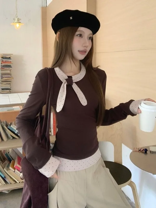 Chic Polka Dot Color Blo Long Sve T irt Women's Autumn Winter Slimming Top Korean Sle plus Size Faionable Beau
Chic Polka Dot Color Blo Long Sve T irt Women's Autumn Winter Slimming Top Korean Sle plus Size Faionable Beau
