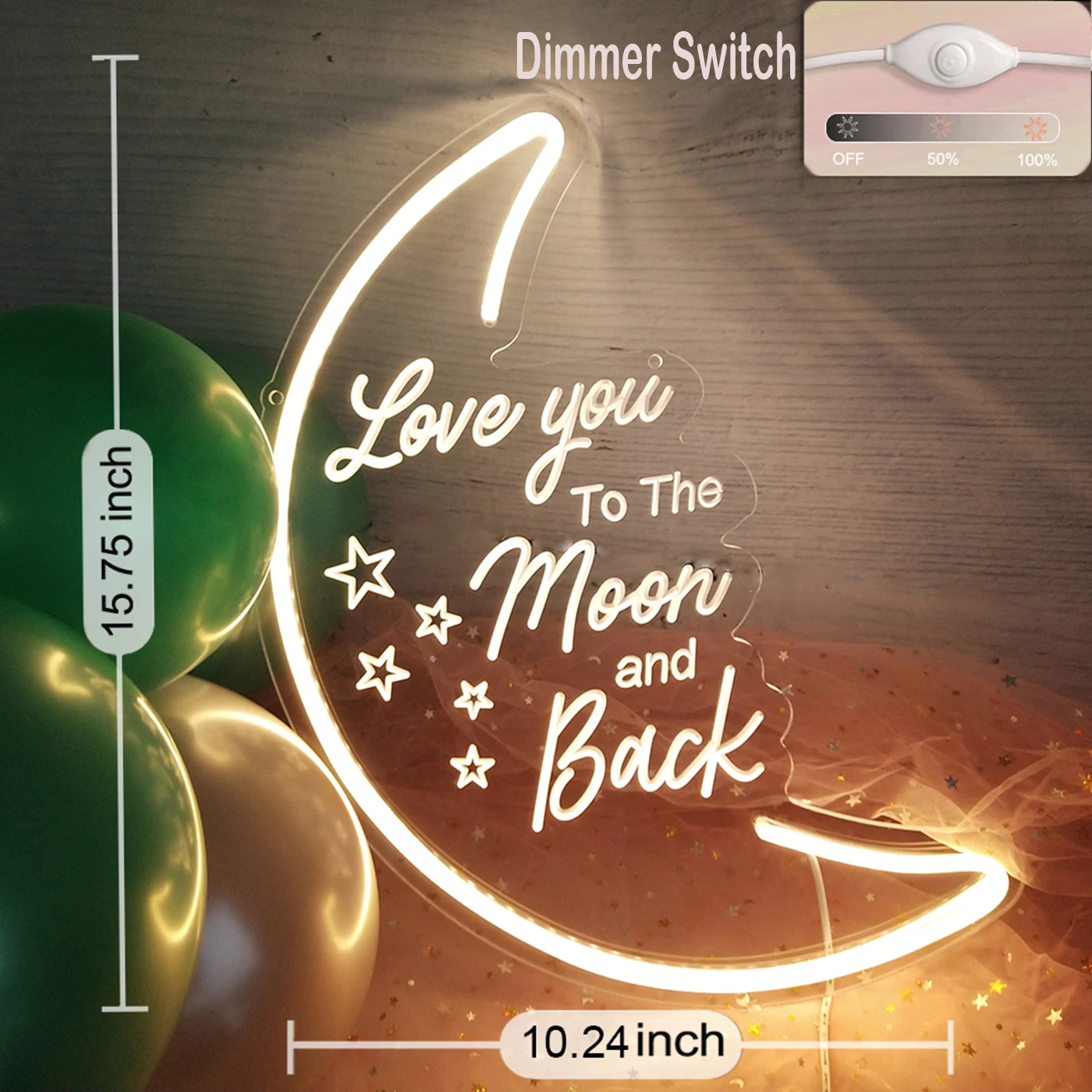LED Love You To the Moon And Back Neon Light Sign, 15.75”x9.45” Warm White Neon Wall Sign for Party Girls Kid’s Bedroom Living
LED Love You To the Moon And Back Neon Light Sign, 15.75”x9.45” Warm White Neon Wall Sign for Party Girls Kid’s Bedroom Living