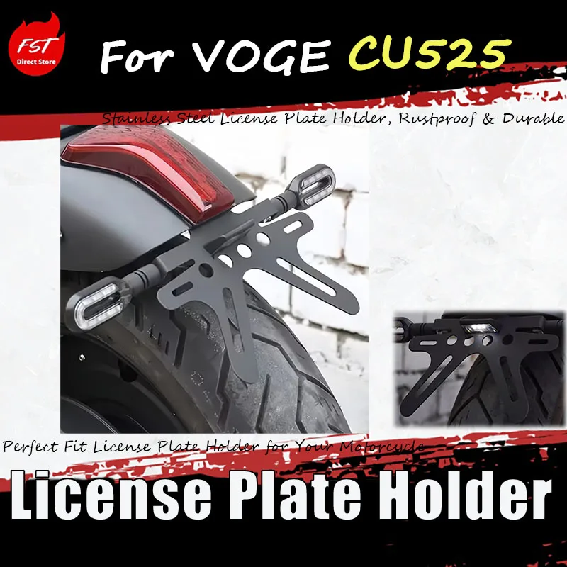 For VOGE CU525 special modified vintage stainless steel rear license plate holder and LED turn signal bracket
For VOGE CU525 special modified vintage stainless steel rear license plate holder and LED turn signal bracket
