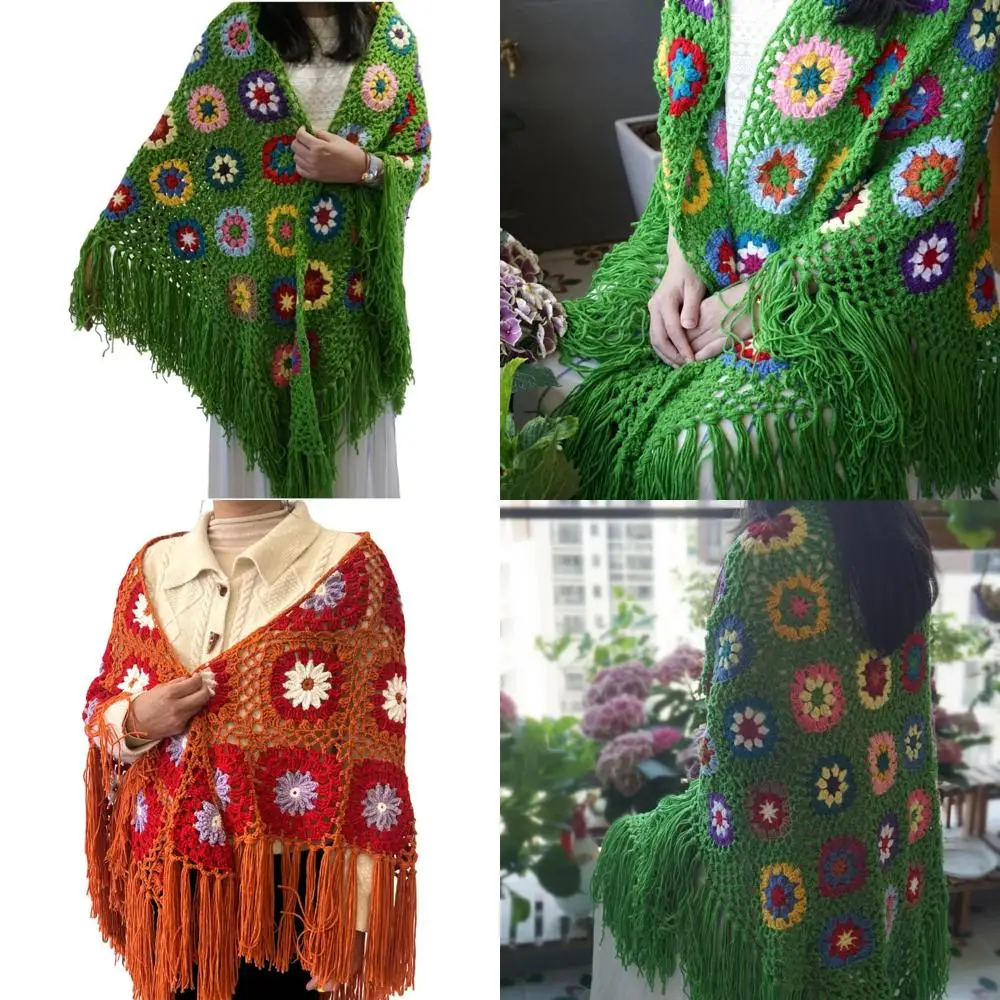 Women's Crochet Poncho Cape with Fringes, Granny Square Pattern, 70x34 Inches Shawl Wrap Sweater for Casual Wear
Women's Crochet Poncho Cape with Fringes, Granny Square Pattern, 70x34 Inches Shawl Wrap Sweater for Casual Wear