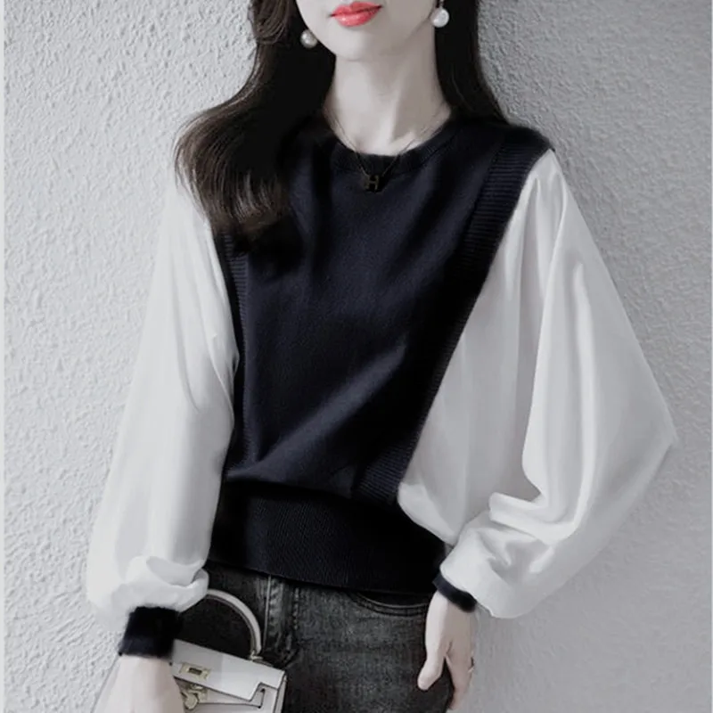 Женский свободный вязаный свитер с рюшами в стиле пэчворк, модный весенне-осенне-зимний топ в Корейском стиле
Женский свободный вязаный свитер с рюшами в стиле пэчворк, модный весенне-осенне-зимний топ в Корейском стиле