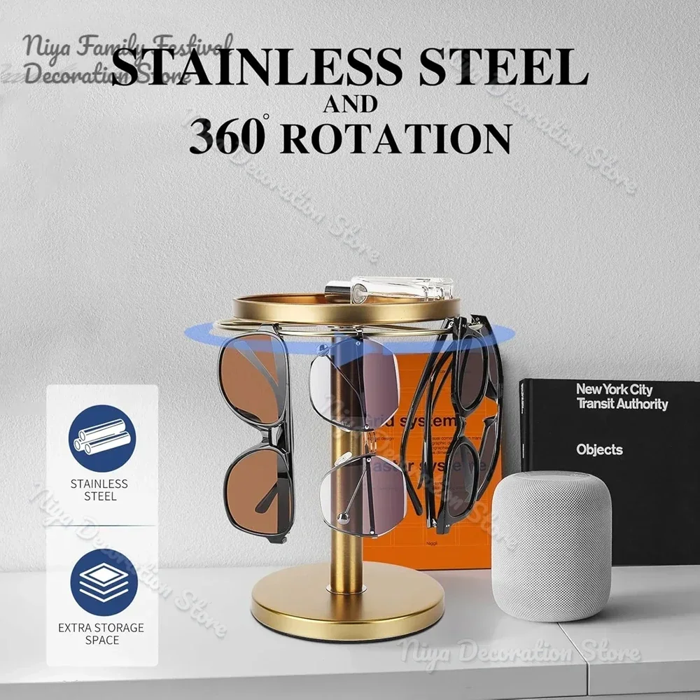360° Rotating Sunglass Organizer Storage, Stainless Steel Glasses Holder Stand, Glasses Organizer with Tray for Desk, Dresser
360° Rotating Sunglass Organizer Storage, Stainless Steel Glasses Holder Stand, Glasses Organizer with Tray for Desk, Dresser