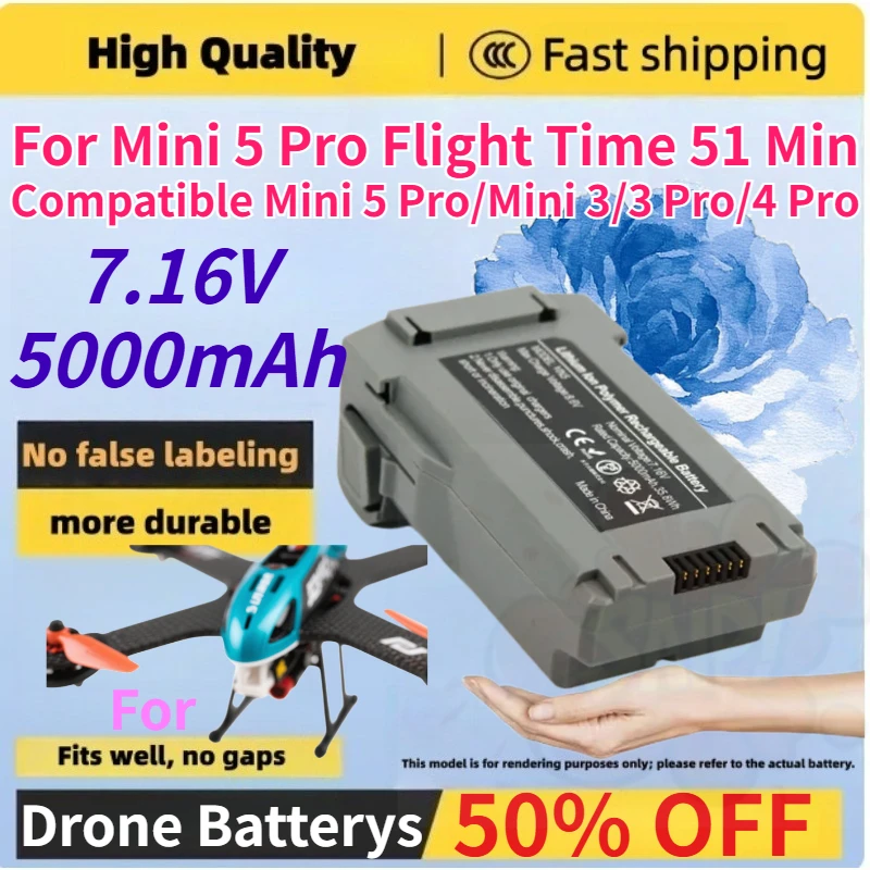 5000mAh Drone Batterys for Mini 5 Pro Flight Time 51 Min Compatible Mini 5 Pro/Mini 3/3 Pro/4 Pro Intelligent Flight Battery
5000mAh Drone Batterys for Mini 5 Pro Flight Time 51 Min Compatible Mini 5 Pro/Mini 3/3 Pro/4 Pro Intelligent Flight Battery