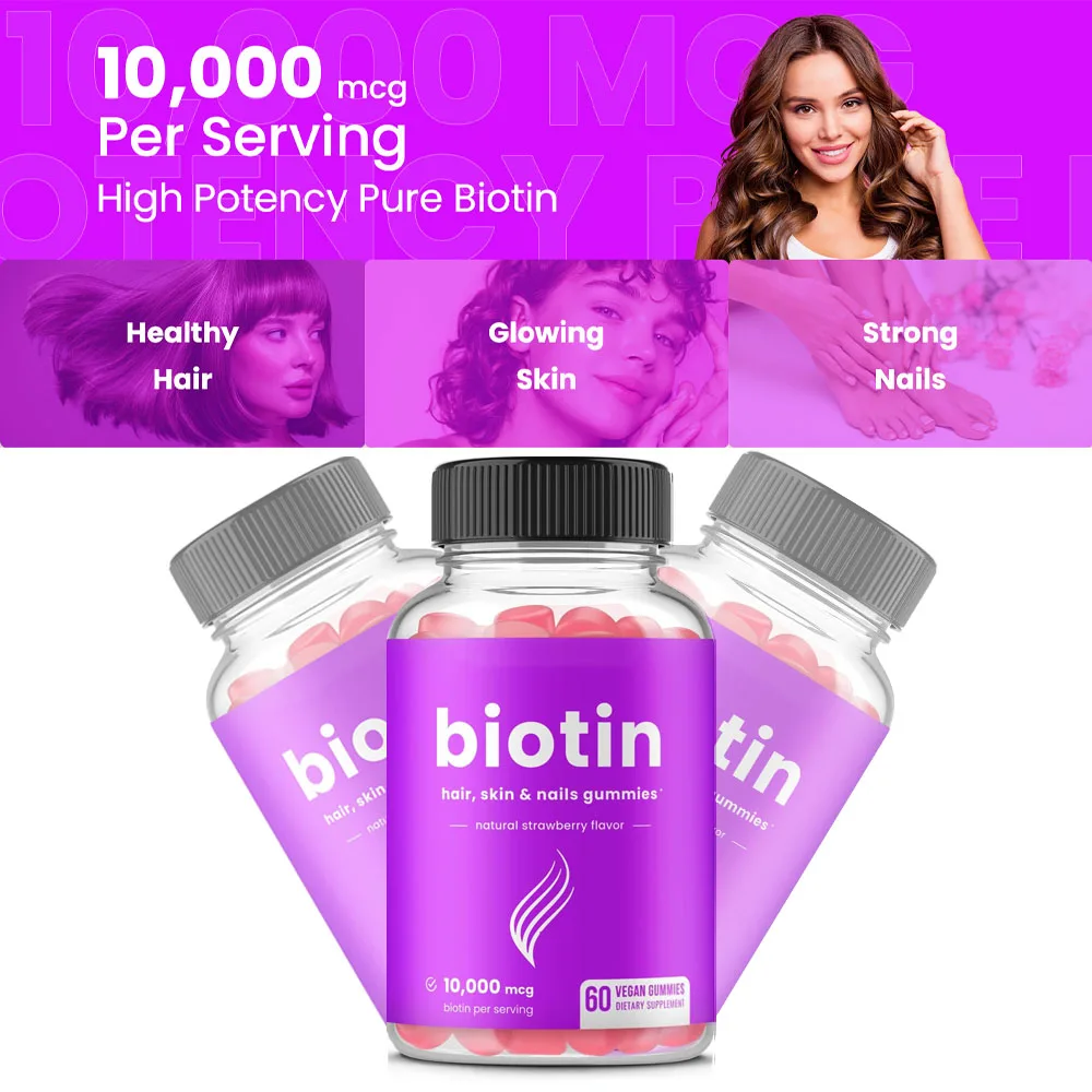 Biotin Gummies 1000mcg for Healthy Hair, Skin & Nails Vitamins for Women, Men & Kids - Vegan Hair Vitamins Gummy Supplement
Biotin Gummies 1000mcg for Healthy Hair, Skin & Nails Vitamins for Women, Men & Kids - Vegan Hair Vitamins Gummy Supplement