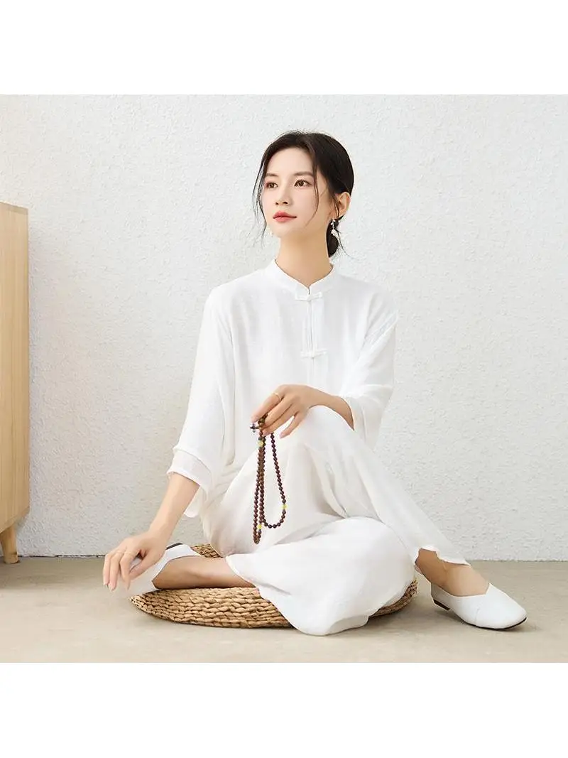 New Ethnic Style Cotton Linen Zen Suit Set Stand Collar mid Sleeve Elastic Waist Long Pants Lay Brother's Clothes White Regular
New Ethnic Style Cotton Linen Zen Suit Set Stand Collar mid Sleeve Elastic Waist Long Pants Lay Brother's Clothes White Regular