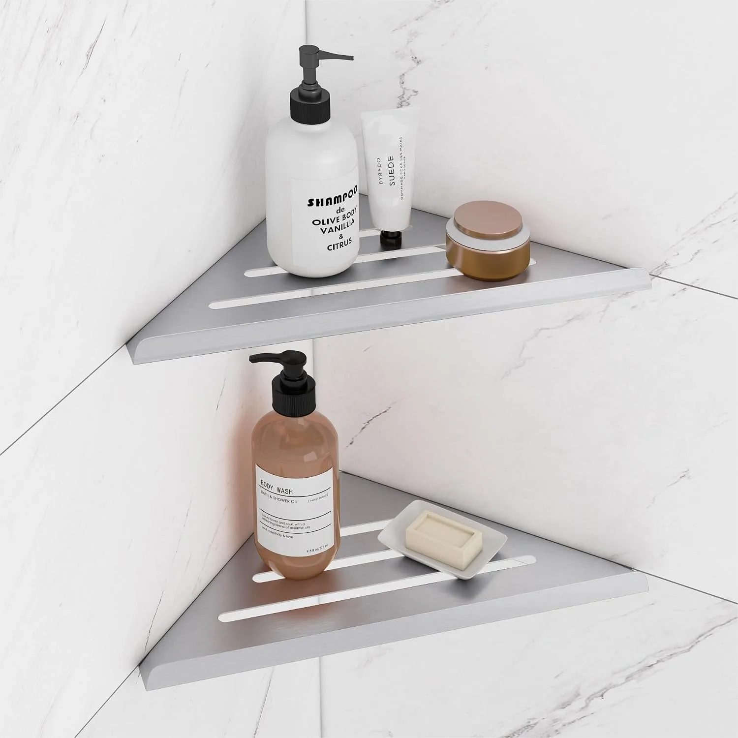Shower Corner Shelf, 304 Stainless Steel No Drill Adhesive Shower Caddy, Won't Fall Off Large Capacity Organizer for Shampoo and
Shower Corner Shelf, 304 Stainless Steel No Drill Adhesive Shower Caddy, Won't Fall Off Large Capacity Organizer for Shampoo and