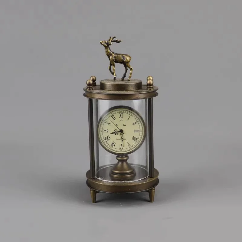 Antique pure copper round watch mechanical small clock collection home desktop ornaments deer statue handicrafts
Antique pure copper round watch mechanical small clock collection home desktop ornaments deer statue handicrafts