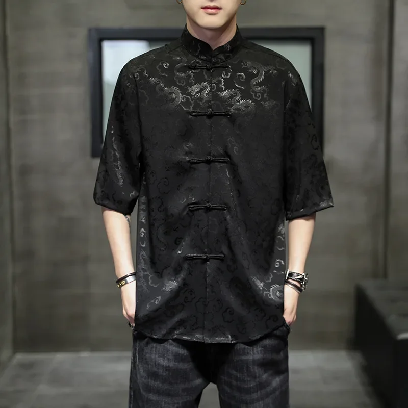 Chinese Traditional Men's Dragon Kung Fu Shirt Men's Short Sleeve Shirt Elegant Tang Jacquard Gentleman Shirt Men's Shirt
Chinese Traditional Men's Dragon Kung Fu Shirt Men's Short Sleeve Shirt Elegant Tang Jacquard Gentleman Shirt Men's Shirt