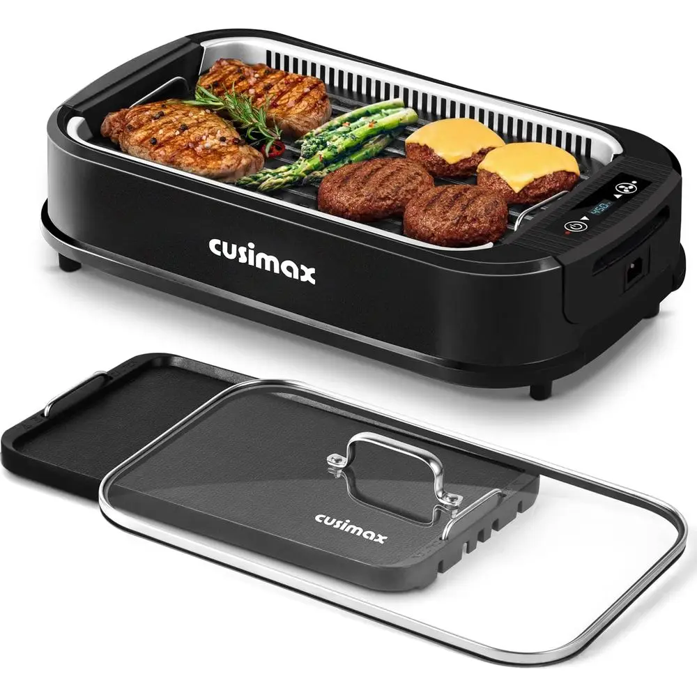 Indoor Grill, SmokelGrill Indoor, 1500W Electric Grill Griddle Korean BBQ with LED Smart Display & Tempered Glass Lid, Non-stick
Indoor Grill, SmokelGrill Indoor, 1500W Electric Grill Griddle Korean BBQ with LED Smart Display & Tempered Glass Lid, Non-stick