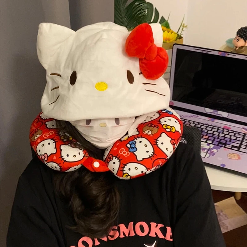 Милая дорожная U-образная подушка с капюшоном, коричная, My Melody Sanrio, Hello Kitty Hangyodon, подушка для сна с капюшоном, подарок
Милая дорожная U-образная подушка с капюшоном, коричная, My Melody Sanrio, Hello Kitty Hangyodon, подушка для сна с капюшоном, подарок