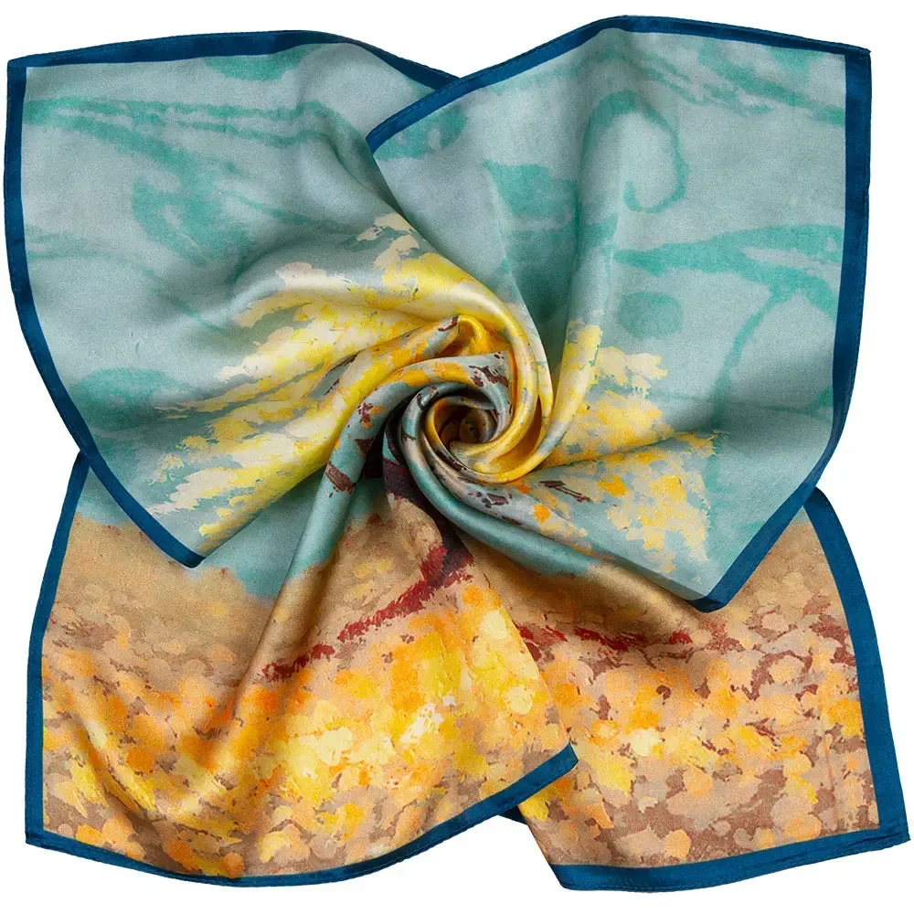 53cm 100% Pure Silk Women's Neck Scarf Smooth Elegant Square Summer Hijabs Hair Handkerchief Children Gift Tree Painting Design
53cm 100% Pure Silk Women's Neck Scarf Smooth Elegant Square Summer Hijabs Hair Handkerchief Children Gift Tree Painting Design