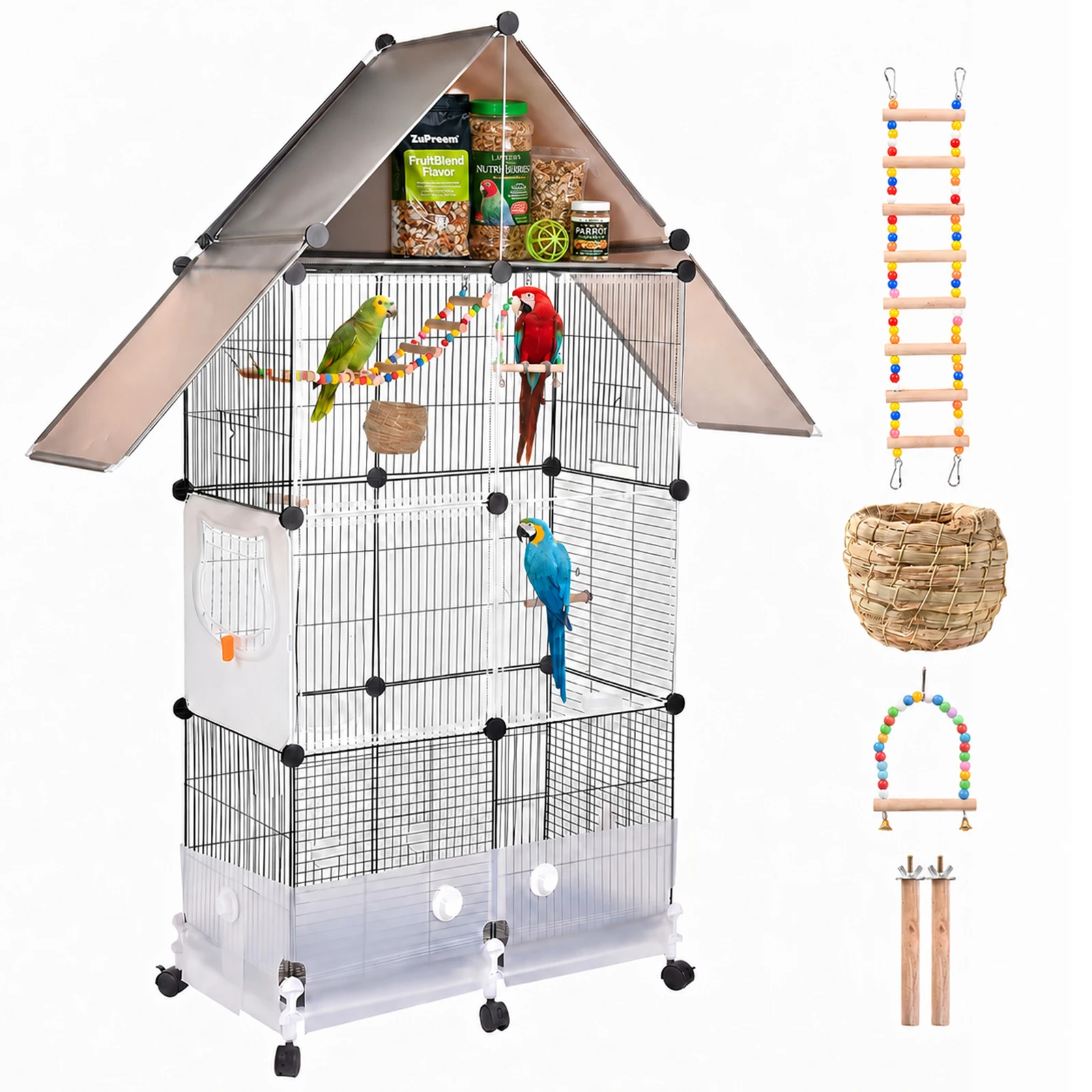 Conure Cage | with Pull-Out Tray Perches Feeders 6 Rolling Wheels Shelf | 28.35x14.17x61.81 In Large Bird Cage | for African Grey Parrots Macaws Budgies Cockatiels Cockatoos
Conure Cage | with Pull-Out Tray Perches Feeders 6 Rolling Wheels Shelf | 28.35x14.17x61.81 In Large Bird Cage | for African Grey Parrots Macaws Budgies Cockatiels Cockatoos
