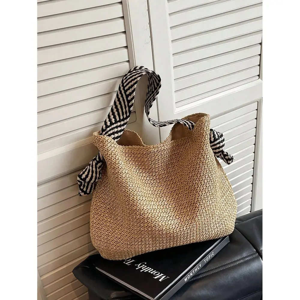 1 Pc New Fashion Leisure Summer Holiday Vacation Style Large Capacity Solid Color Paper Woven Foldable With Black And White Fea
1 Pc New Fashion Leisure Summer Holiday Vacation Style Large Capacity Solid Color Paper Woven Foldable With Black And White Fea