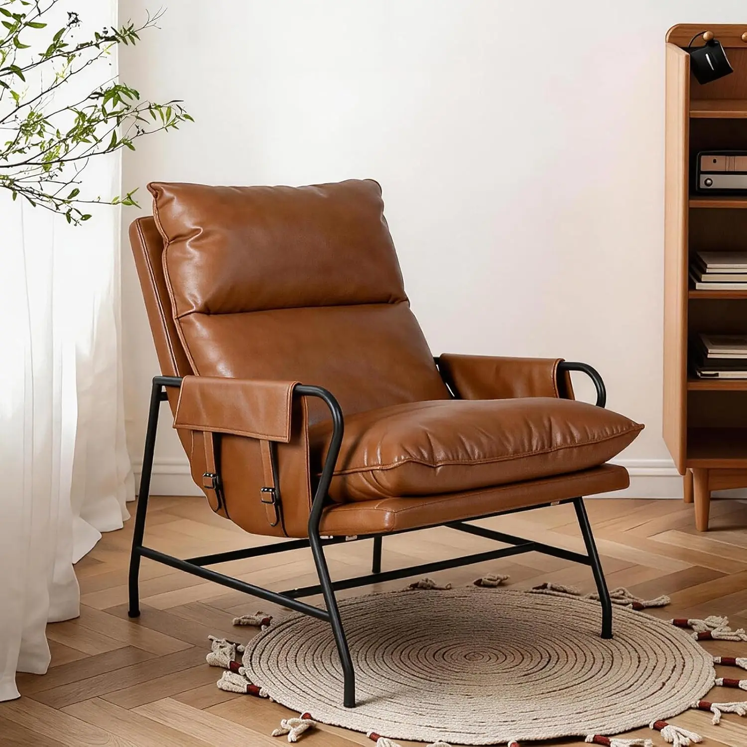 Mid Century Faux Leather Accent Chair Ergonomic High Backrest Upholstered Armchair Soft Cushion Living Room 24in, Customized
Mid Century Faux Leather Accent Chair Ergonomic High Backrest Upholstered Armchair Soft Cushion Living Room 24in, Customized
