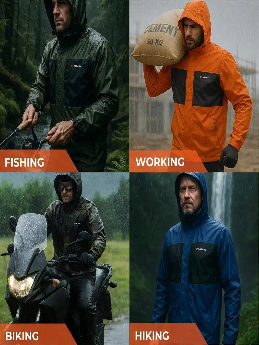 Mens Waterproof Raincoat Windproof Breathable Quick-Drying Multi-Pocket Hooded Jacket For Fishing Biking Hiking Working
Mens Waterproof Raincoat Windproof Breathable Quick-Drying Multi-Pocket Hooded Jacket For Fishing Biking Hiking Working