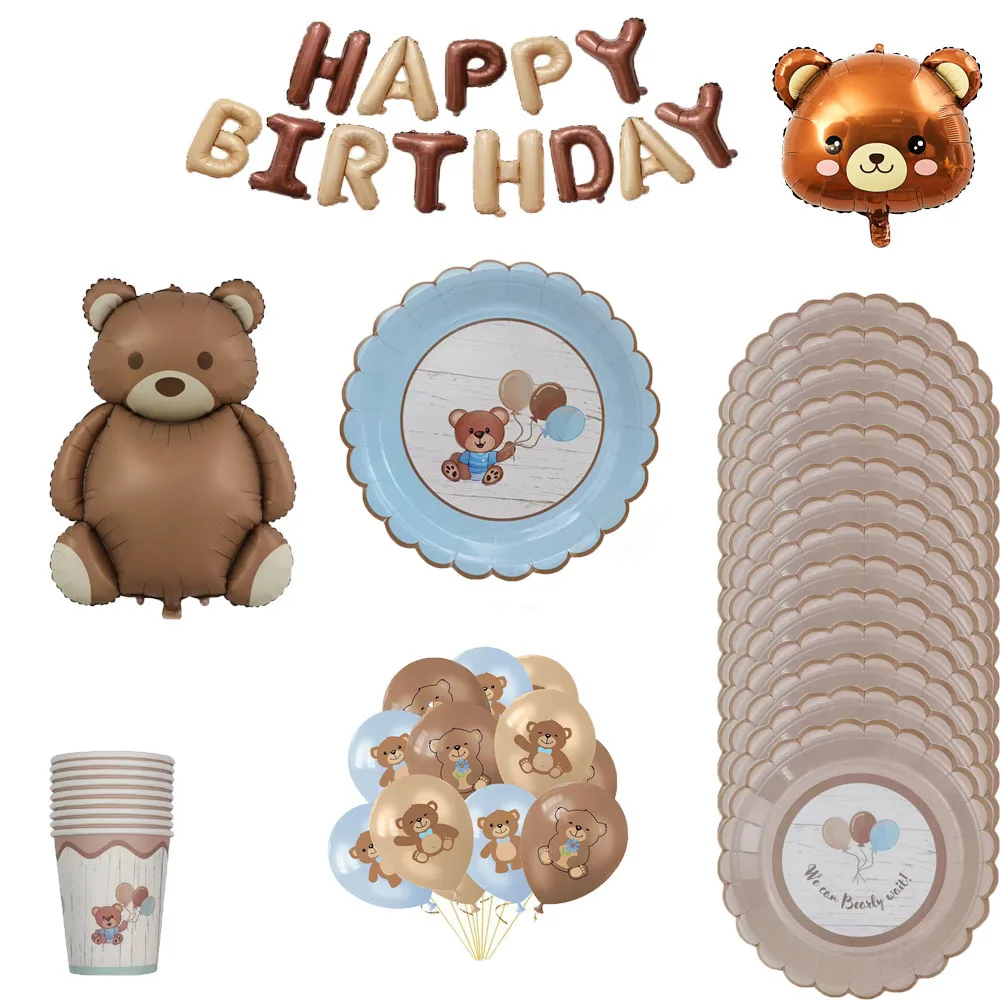 Cartoon teddy bear disposable tableware birthday party decoration balloons baby bath products cups plates napkins straws
Cartoon teddy bear disposable tableware birthday party decoration balloons baby bath products cups plates napkins straws