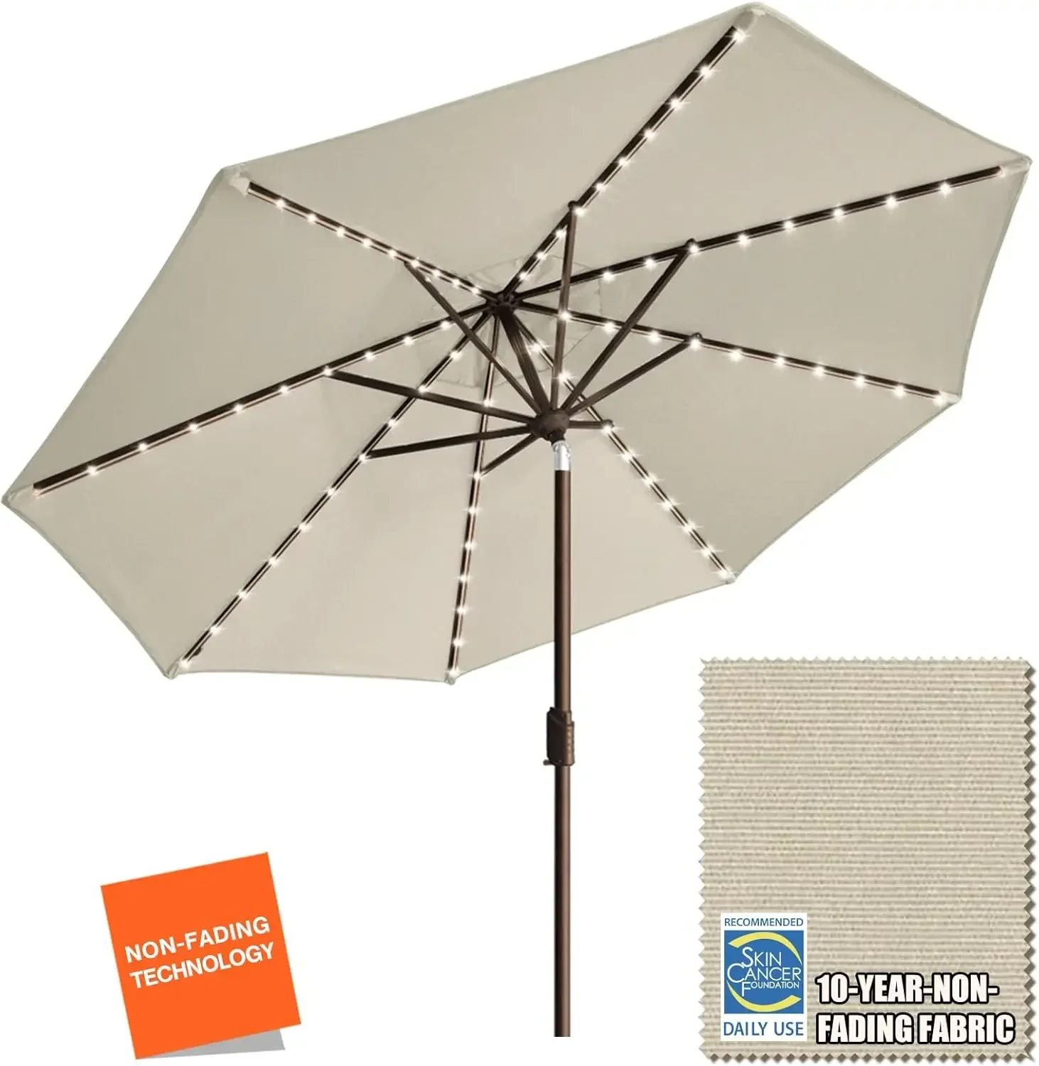 USA 10-Year-Non-Fading Solar 9ft Market Umbrella with 80 LED Lights Patio Umbrellas Outdoor Table Umbrella with Ventilation, Ant
USA 10-Year-Non-Fading Solar 9ft Market Umbrella with 80 LED Lights Patio Umbrellas Outdoor Table Umbrella with Ventilation, Ant