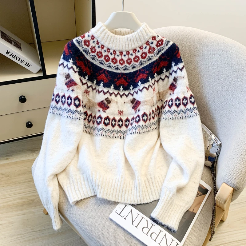 Women's White Christmas Pullover Sweater 2000s Vintage Jumper Knit Long Sleeves Cozy Fair Isle Cashmere Sweater Clothes Winter
Women's White Christmas Pullover Sweater 2000s Vintage Jumper Knit Long Sleeves Cozy Fair Isle Cashmere Sweater Clothes Winter