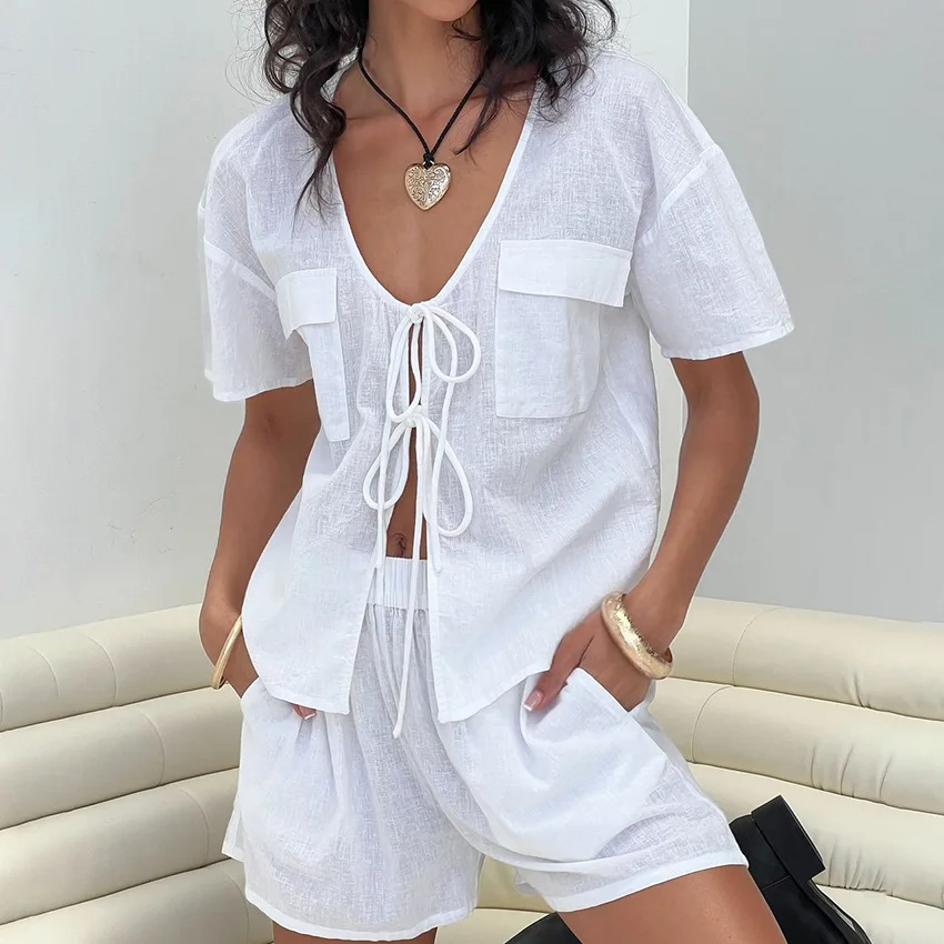 2025 New Style Pure Cotton White Comfortable Short-sleeved and Short Pajama Set for Women
2025 New Style Pure Cotton White Comfortable Short-sleeved and Short Pajama Set for Women