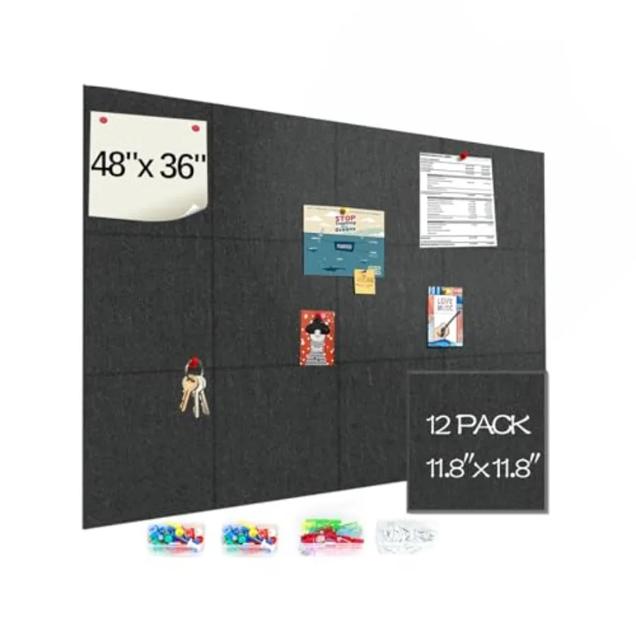 Large Cork Boards for Walls 48"x36" 12 Pack Felt Wall Tiles with 60 Pushpins 50 Safe Removable Adhesive Tabs 10 Hooks and Clips
Large Cork Boards for Walls 48"x36" 12 Pack Felt Wall Tiles with 60 Pushpins 50 Safe Removable Adhesive Tabs 10 Hooks and Clips