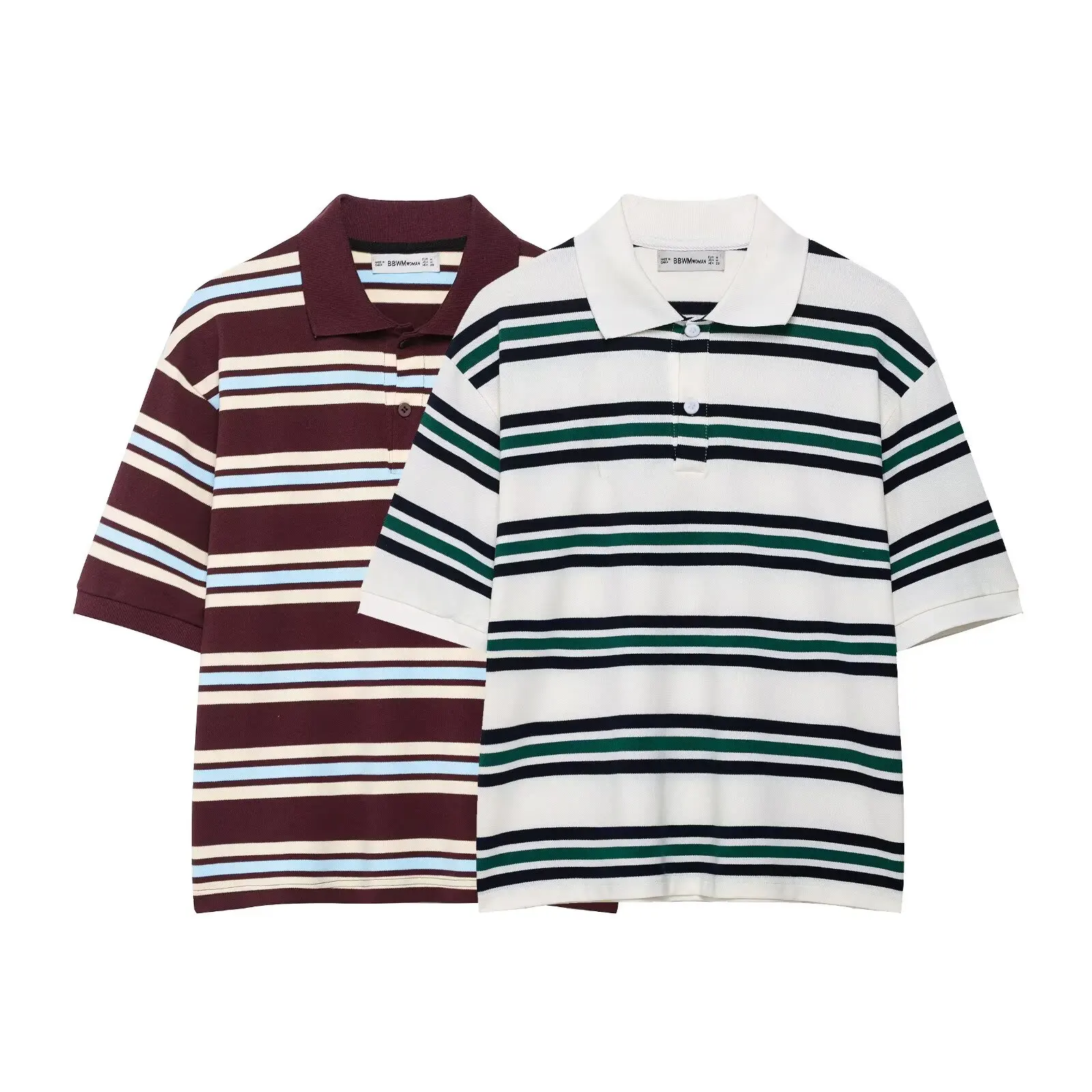 Loose Fit College Sle Striped irt Turn-down Collar ort Sve T-irt Top Versatile Women's Faion Summer Wear
Loose Fit College Sle Striped irt Turn-down Collar ort Sve T-irt Top Versatile Women's Faion Summer Wear
