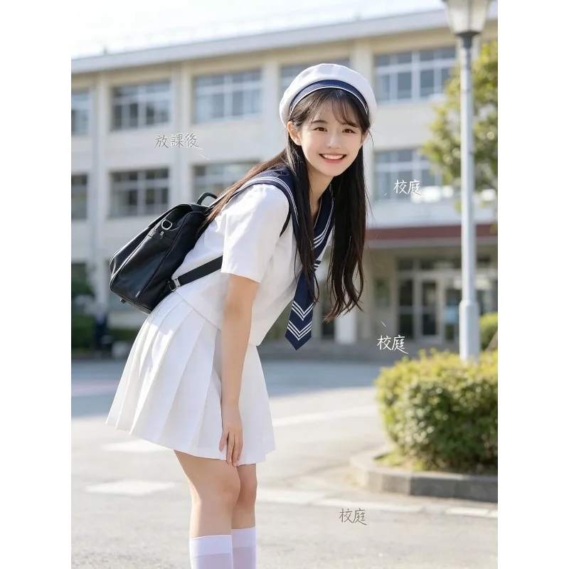 Modified White Three Line Sailor Suit Spring Long Short Sleeve Preppy Pleated Skirt Double Neck Tie Campus Daily Casual Uniform
Modified White Three Line Sailor Suit Spring Long Short Sleeve Preppy Pleated Skirt Double Neck Tie Campus Daily Casual Uniform