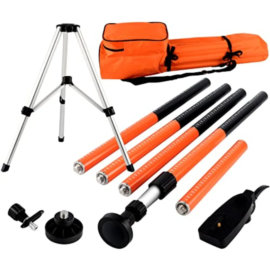 Laser Level Pole with Tripod12Ft./3.7M Telescoping Pole for Laser Levels 1/4 -20 Laser Mount for Rotary and Line Laser L
