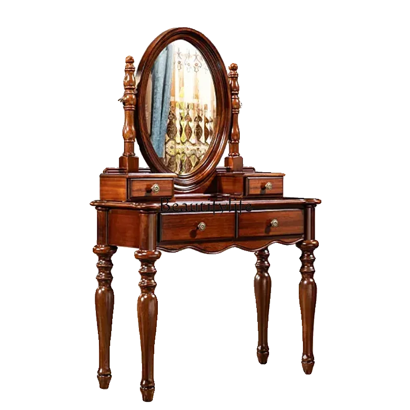 11American all solid wood Chinese classical retro small dresser European style with makeup mirror
11American all solid wood Chinese classical retro small dresser European style with makeup mirror