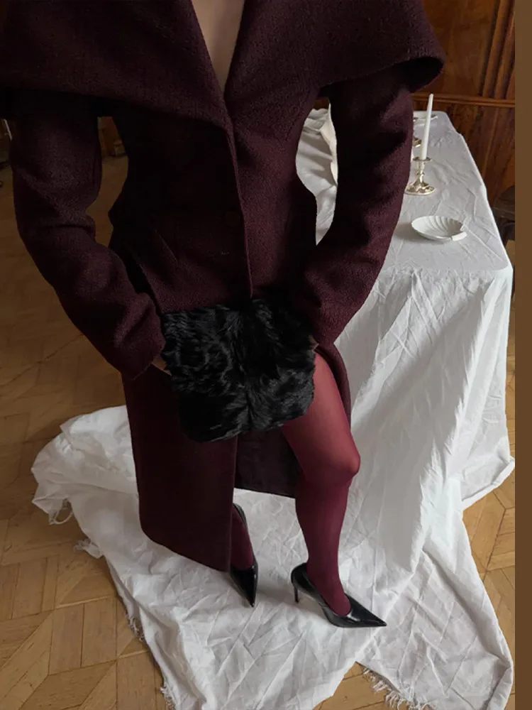 Women Vintage Elegant Burgundy Long Coat Full Sleeve V-neck Cape Style Design Jacket Autumn Winter High Street Commute Outerwear
Women Vintage Elegant Burgundy Long Coat Full Sleeve V-neck Cape Style Design Jacket Autumn Winter High Street Commute Outerwear