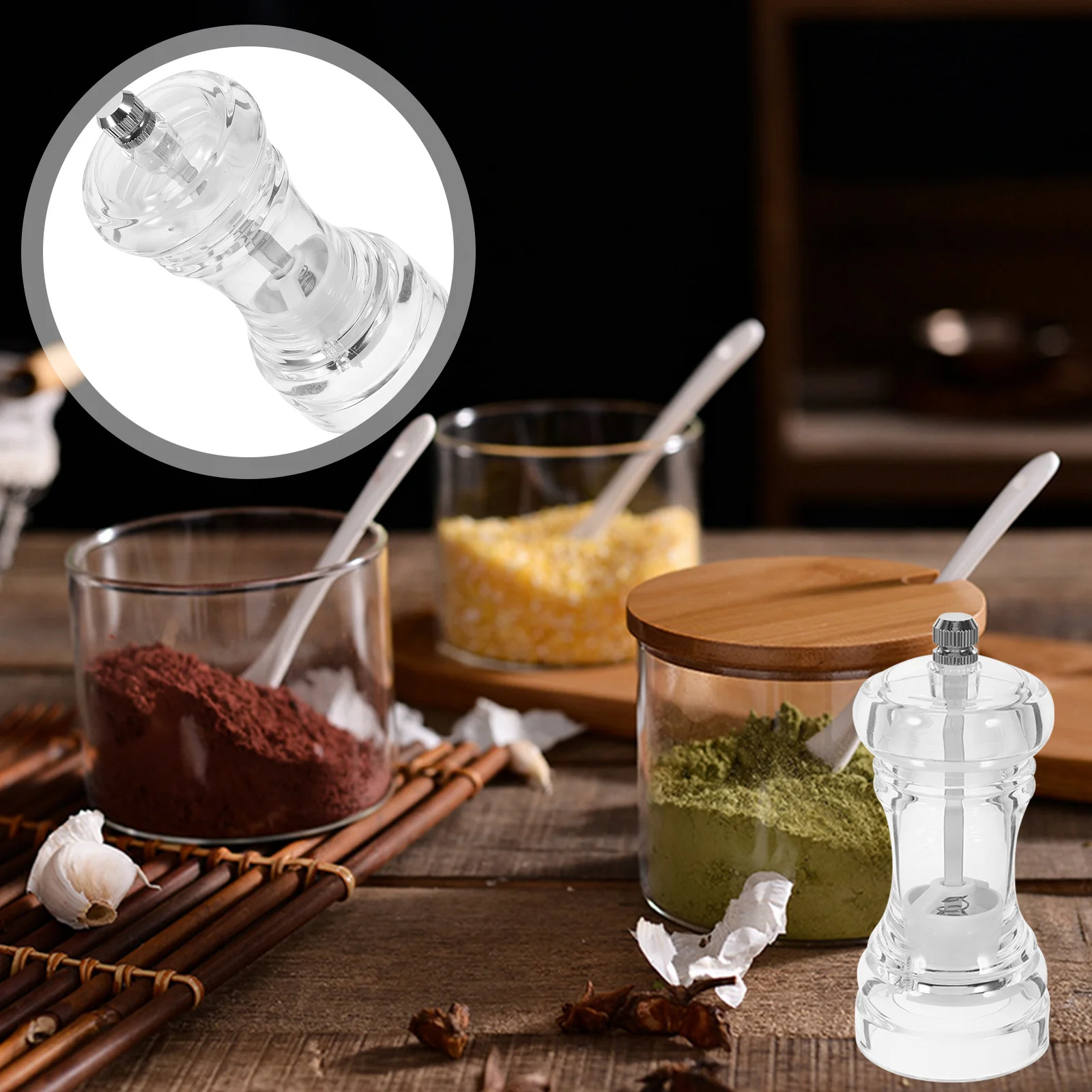 Adjustable Coarseness Manual Pepper Mill Salt Grinder Spice Shaker Premium Acrylic Bottle for Freshly Ground Seasoning Storage
Adjustable Coarseness Manual Pepper Mill Salt Grinder Spice Shaker Premium Acrylic Bottle for Freshly Ground Seasoning Storage