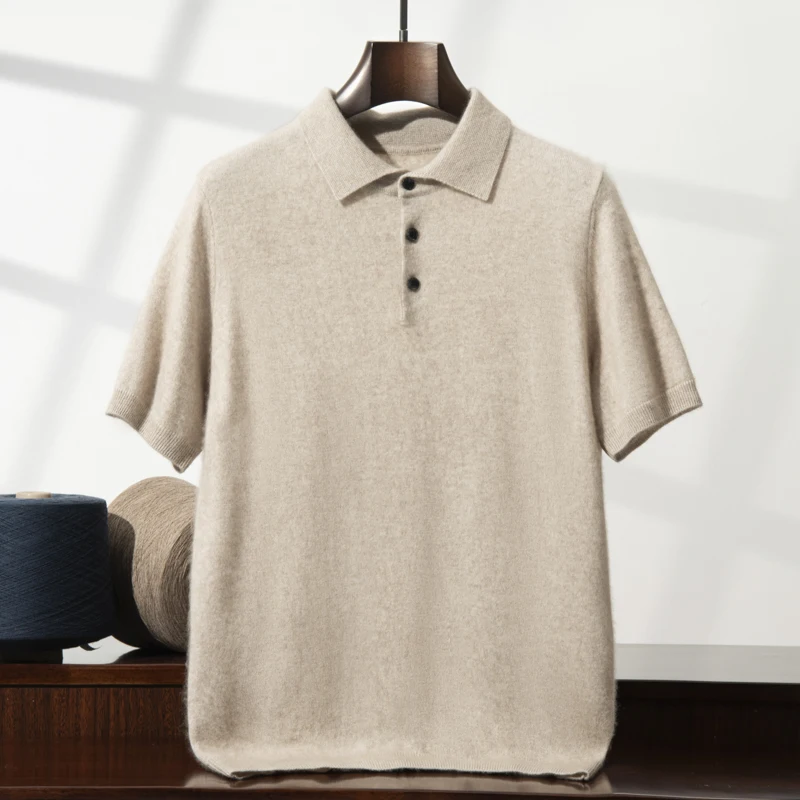 High End Men's 100% Cashmere T-shirt POLO Collar Pullover Shirt Casual Business Knitted Short Sleeved Summer Half Sleeved Top
High End Men's 100% Cashmere T-shirt POLO Collar Pullover Shirt Casual Business Knitted Short Sleeved Summer Half Sleeved Top