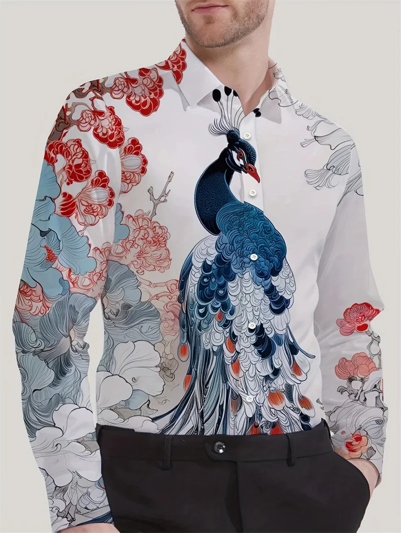 2025 Beautiful Peacock Pattern Hawaiian Shirt Men's Fun Animal 3D Printed Shirt Casual Long Sleeve Collar Button Top
2025 Beautiful Peacock Pattern Hawaiian Shirt Men's Fun Animal 3D Printed Shirt Casual Long Sleeve Collar Button Top