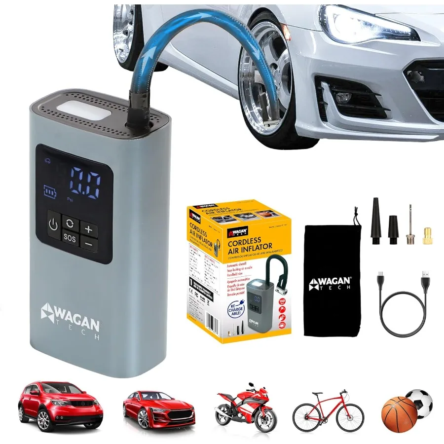 Portable Cordless Air Tire Inflator 150PSI with Auto Shut-Off LED Light for Car Bicycle Motorcycle Ball Lightweight Aluminum Bo
Portable Cordless Air Tire Inflator 150PSI with Auto Shut-Off LED Light for Car Bicycle Motorcycle Ball Lightweight Aluminum Bo