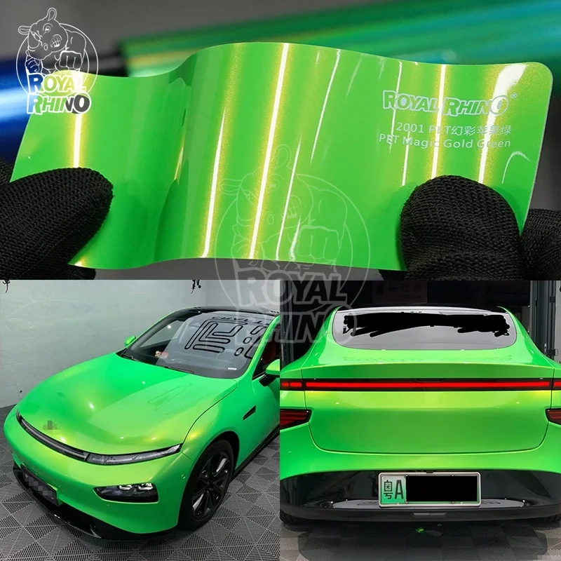 1.52x18M PET Liner Glossy Iridescent Gold and Green Car Wrap Vinyl Car Body Stickers Film Color Change for Vehicle Car Wrapping
1.52x18M PET Liner Glossy Iridescent Gold and Green Car Wrap Vinyl Car Body Stickers Film Color Change for Vehicle Car Wrapping