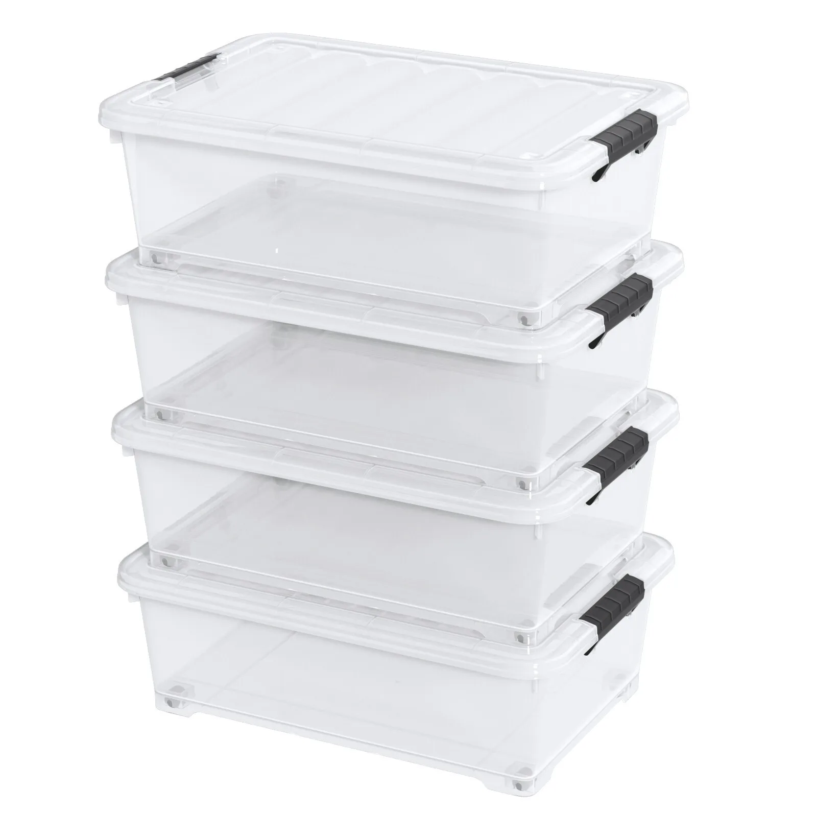 Набор из 4 пластиковых органайзеров для хранения под кроватью с крышками и колесиками, 20 квартов, штабелируемые, для дома, гардероба, спальни
Набор из 4 пластиковых органайзеров для хранения под кроватью с крышками и колесиками, 20 квартов, штабелируемые, для дома, гардероба, спальни