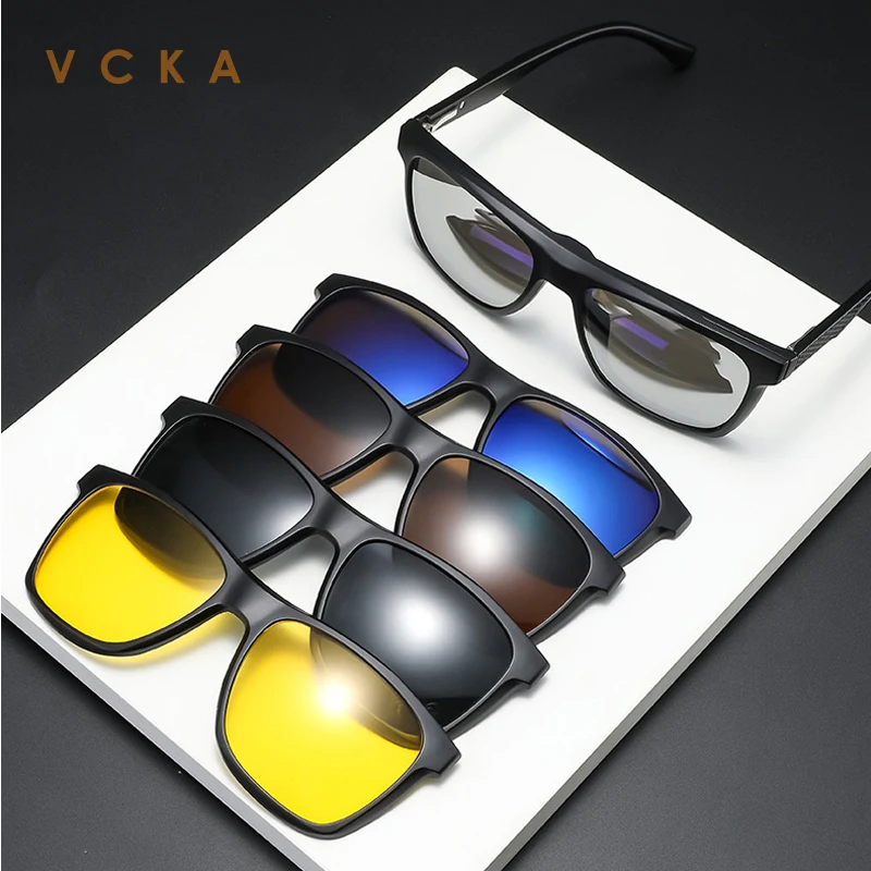VCKA Customize Myopia Reading TR90 Retro Polarized Sunglasses Colorful Clip Men Women Eyewear Square Frame Multifunction Glasses
VCKA Customize Myopia Reading TR90 Retro Polarized Sunglasses Colorful Clip Men Women Eyewear Square Frame Multifunction Glasses