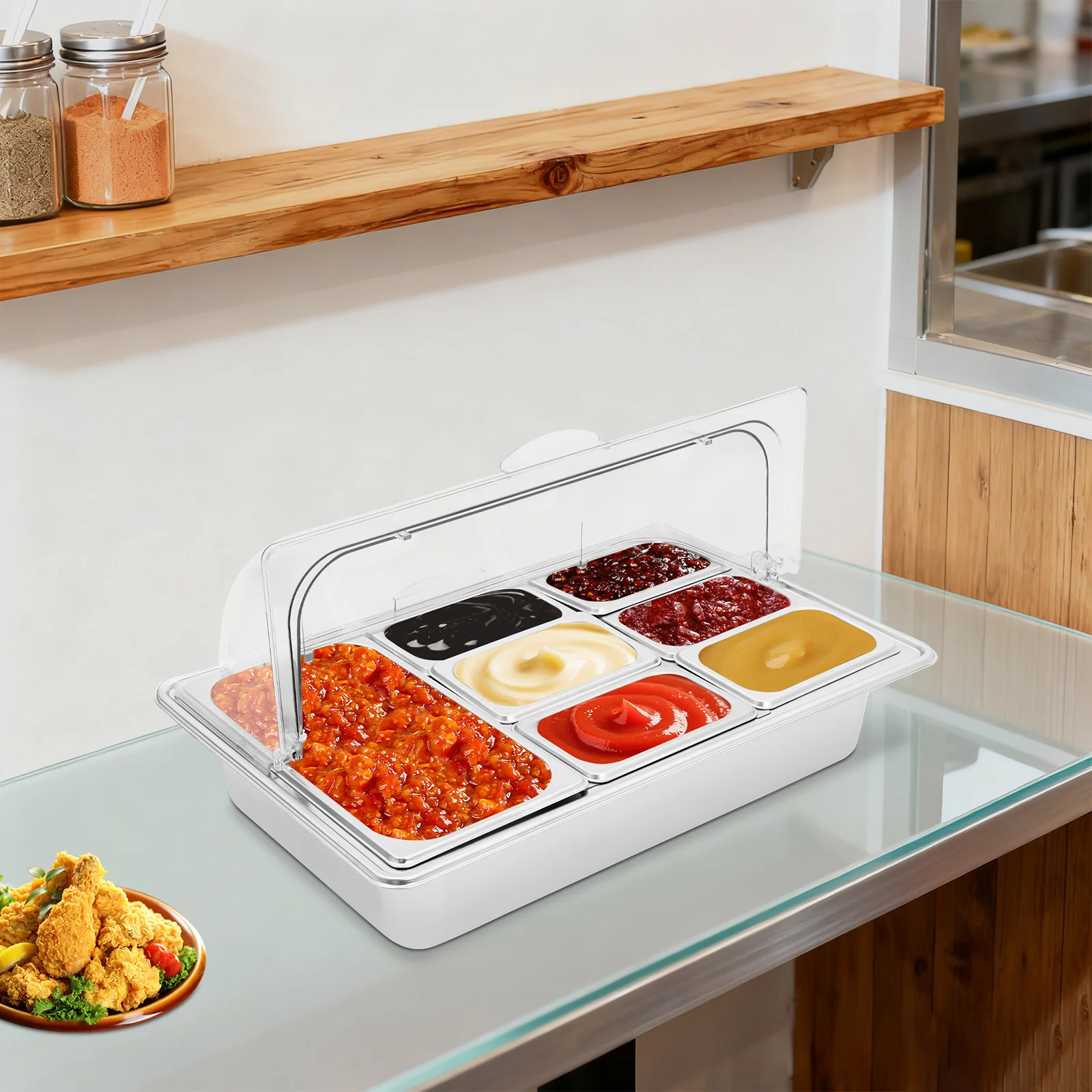 Food Serving Display Container 7 Pans Countertop Ice Food Serving Display Container Stainless Steel Buffet Food Serving Tray
Food Serving Display Container 7 Pans Countertop Ice Food Serving Display Container Stainless Steel Buffet Food Serving Tray
