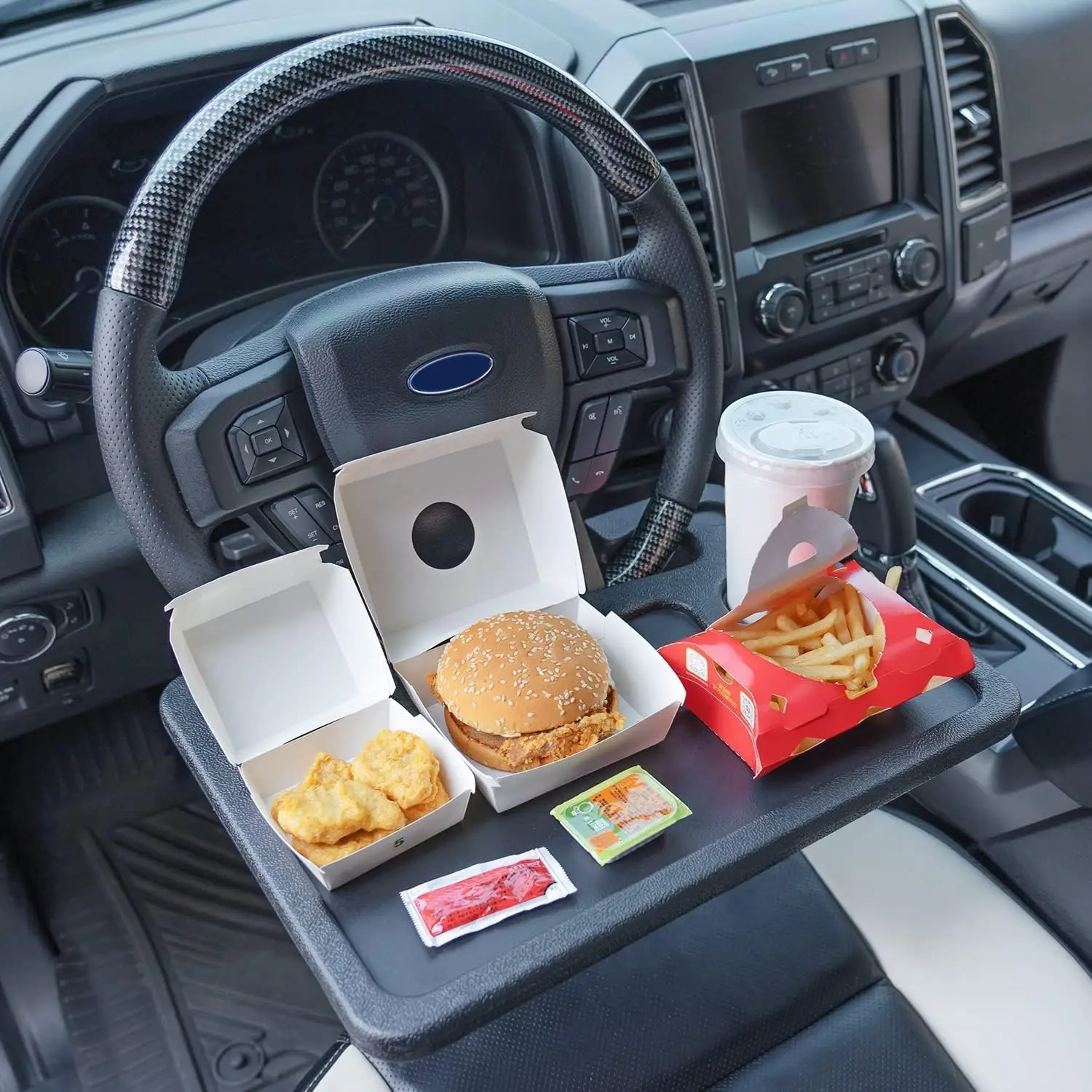 2-in-1 Steering Wheel Tray for Ford F150 F250 F350 Transit Ranger Bronco Explorer Fusion Mustang 2004-2025, Car Desk for Laptop Tablet
2-in-1 Steering Wheel Tray for Ford F150 F250 F350 Transit Ranger Bronco Explorer Fusion Mustang 2004-2025, Car Desk for Laptop Tablet