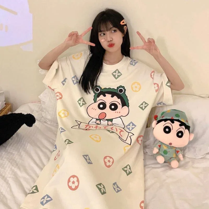 Kawaii Cute Cartoon Short Sleeve Sleep Skirt Anime Crayon Shin Chan Summer Plus Size Loose Casual Home Clothing Sleepwear Gift
Kawaii Cute Cartoon Short Sleeve Sleep Skirt Anime Crayon Shin Chan Summer Plus Size Loose Casual Home Clothing Sleepwear Gift
