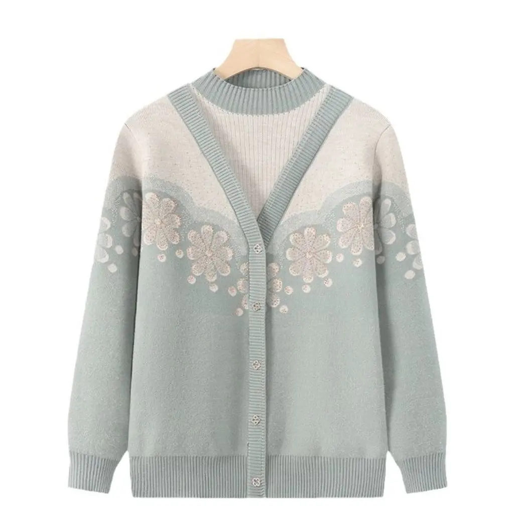 Зимний трикотажный свитер на флисовой подкладке для женщин среднего и пожилого возраста, теплый толстый красный топ в стиле свекрови, женская одежда
Зимний трикотажный свитер на флисовой подкладке для женщин среднего и пожилого возраста, теплый толстый красный топ в стиле свекрови, женская одежда