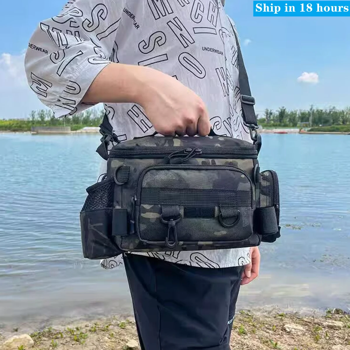 Portable Waterproof Fishing Bag Lightweight Nylon Large Capacity Multi-Purpose Fishing Tackle Bag Two-Layer Outdoor Shoulder Bag 
Portable Waterproof Fishing Bag Lightweight Nylon Large Capacity Multi-Purpose Fishing Tackle Bag Two-Layer Outdoor Shoulder Bag