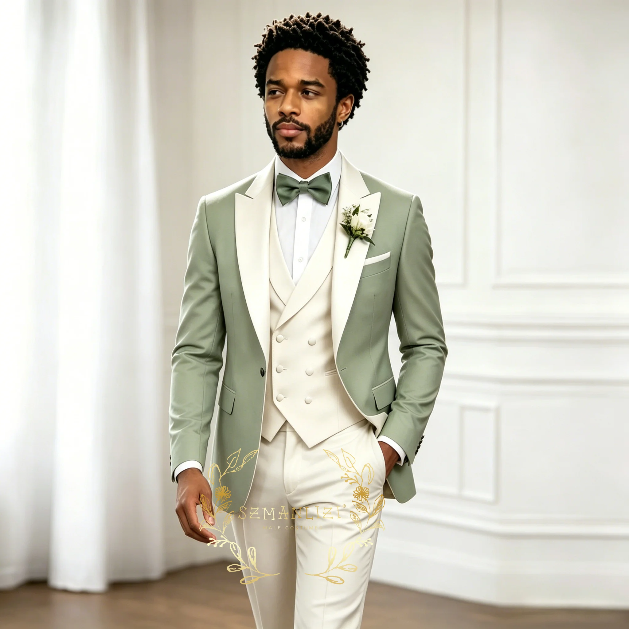Fashion Men's Suit 3 Pieces Light Green And Ivory Groom Wear Jacket Vest Pants Formal Wedding Prom Party Gentleman Tuxedos
Fashion Men's Suit 3 Pieces Light Green And Ivory Groom Wear Jacket Vest Pants Formal Wedding Prom Party Gentleman Tuxedos