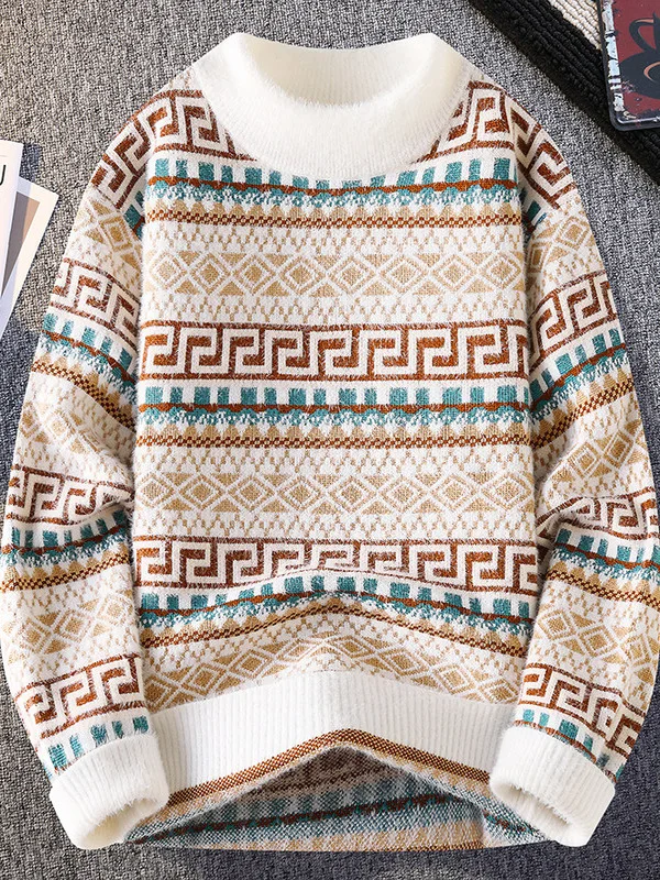 Мужской свитер в стиле ретро с геометрическим узором, вязаный, утепленный, осенне-зимний, повседневный, с круглым вырезом, базовый пуловер для подростков и студентов
Мужской свитер в стиле ретро с геометрическим узором, вязаный, утепленный, осенне-зимний, повседневный, с круглым вырезом, базовый пуловер для подростков и студентов