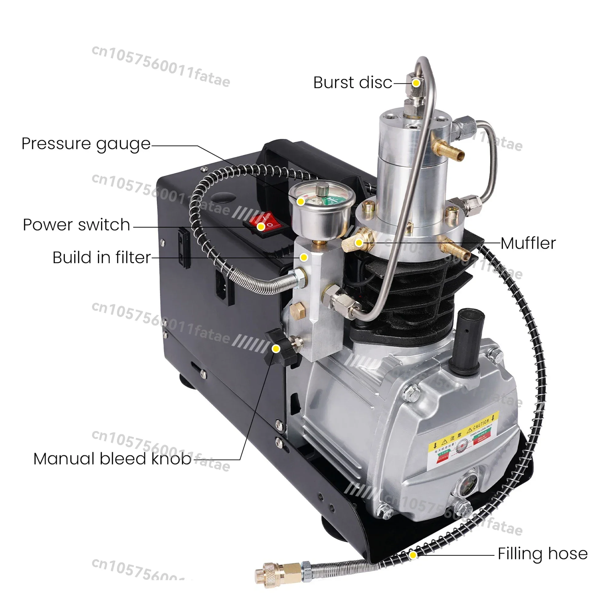Suitable for PCP inflatable diving, with automatic stop function, 4500Psi 300Bar PCP air compressor
Suitable for PCP inflatable diving, with automatic stop function, 4500Psi 300Bar PCP air compressor