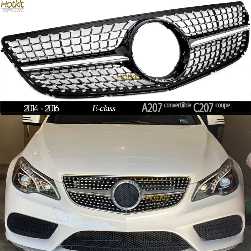 Silver Front Bumper Grille Replacement Radiator Diamonds Grill for Mercedes Facelifted W207 A207 C207 E Class 2-Door 2014 - 2016
Silver Front Bumper Grille Replacement Radiator Diamonds Grill for Mercedes Facelifted W207 A207 C207 E Class 2-Door 2014 - 2016