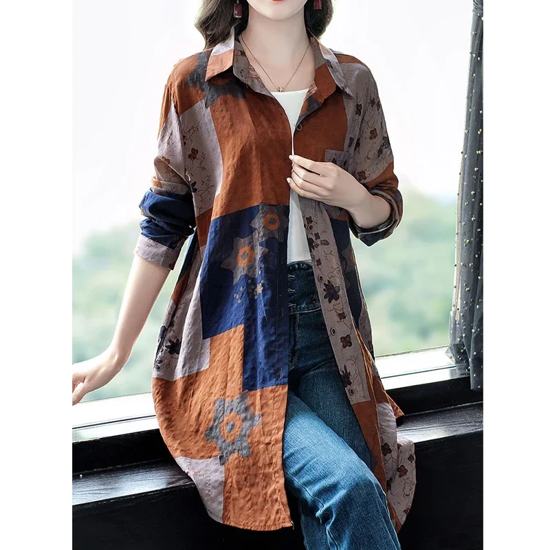 Women Clothing Korean Vintage Print Cotton Linen Single Breasted Shirt Long Sleeve Loose Blouse Y2K Streetwear Tunic Tops B358
Women Clothing Korean Vintage Print Cotton Linen Single Breasted Shirt Long Sleeve Loose Blouse Y2K Streetwear Tunic Tops B358