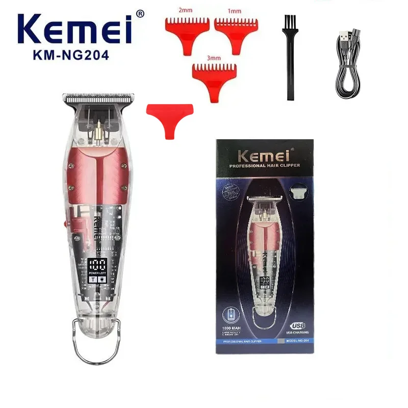 Kemei KM-NG204 Transparent Body Portable Electric Hair Clipper, USB Rechargeable Professional Cordless Hair Trimmer
Kemei KM-NG204 Transparent Body Portable Electric Hair Clipper, USB Rechargeable Professional Cordless Hair Trimmer
